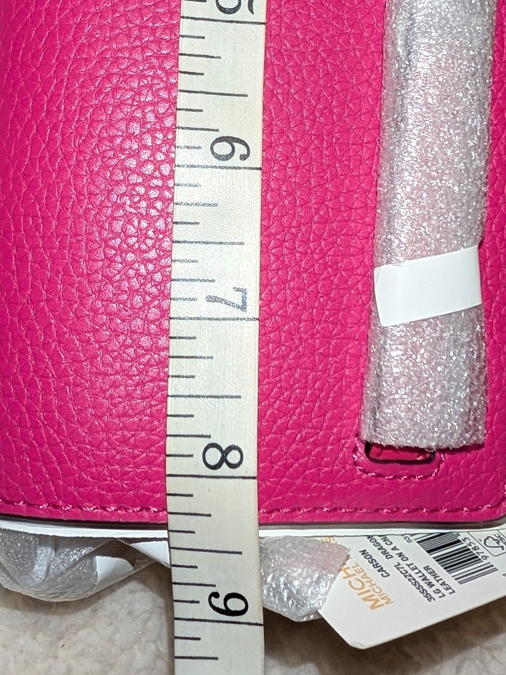 MICHAEL Michael Kors Carson Large Leather Wallet On A Chain Dragonfruit Pink NWT - Picture 5 of 7
